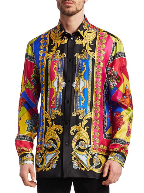 versace floral shirt men|Versace long sleeve shirt men.